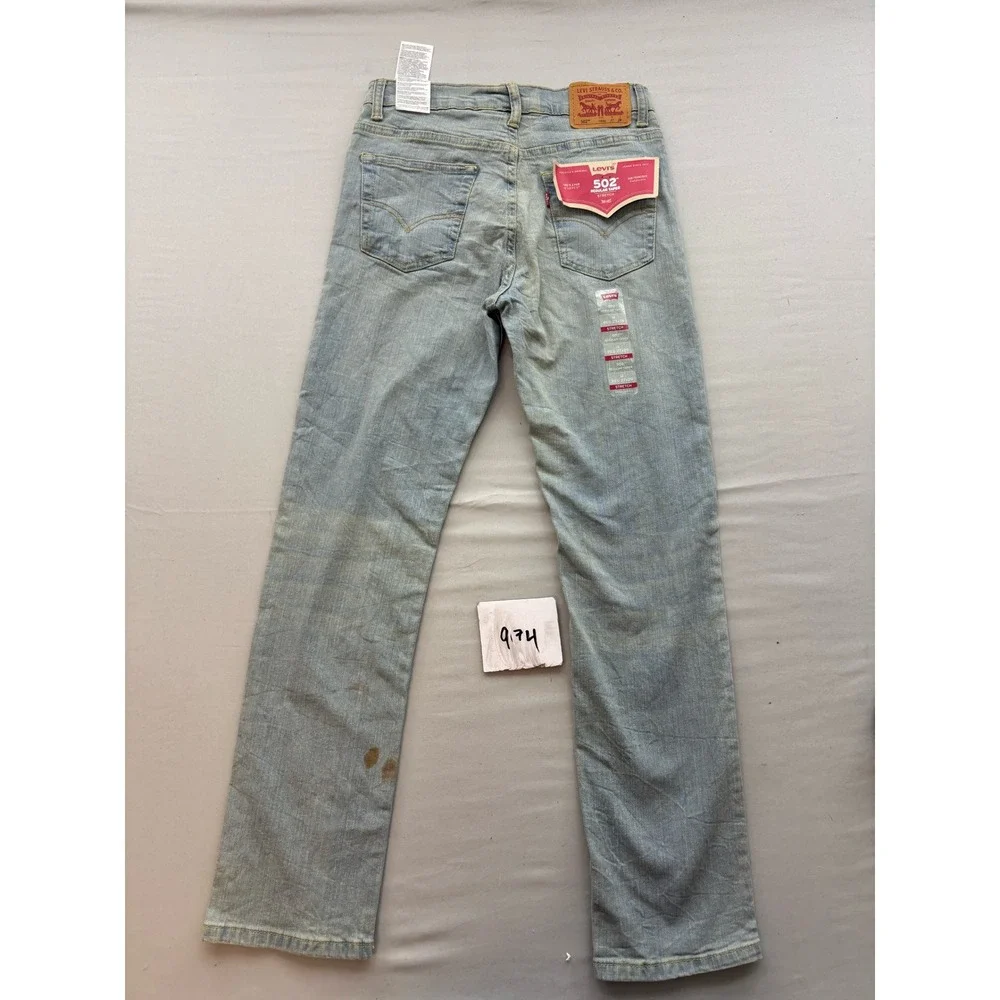 Levis 502 Regular Taper Boys Jeans Light Wash Stretch Denim 14 Reg 27x29